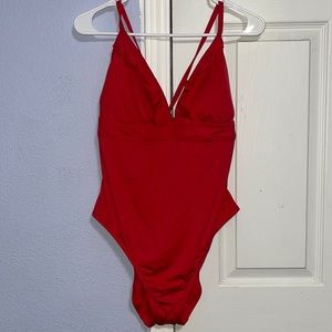 Red one piece swimsuit